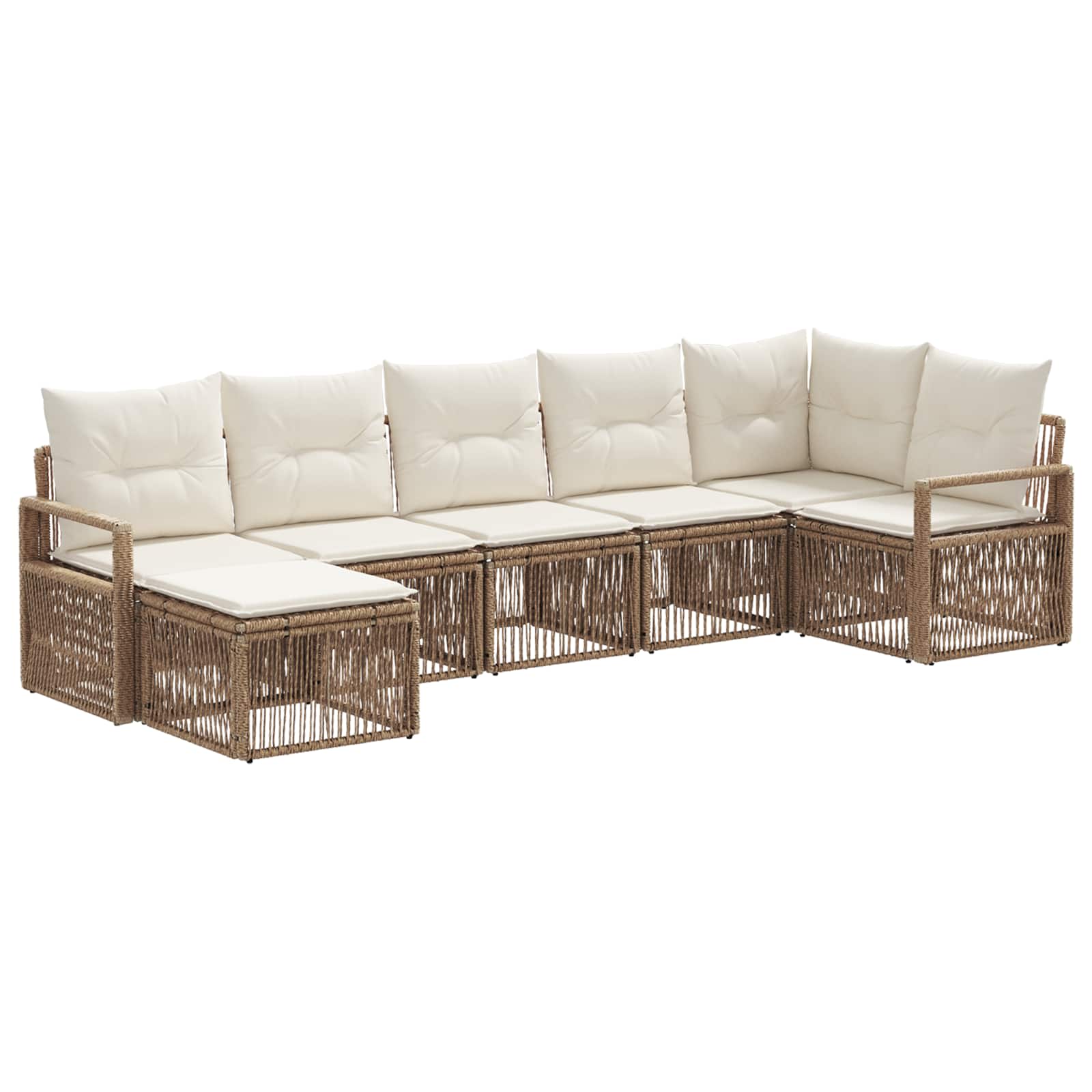 Tuinbankenset 7 pcs Beige poly rattan