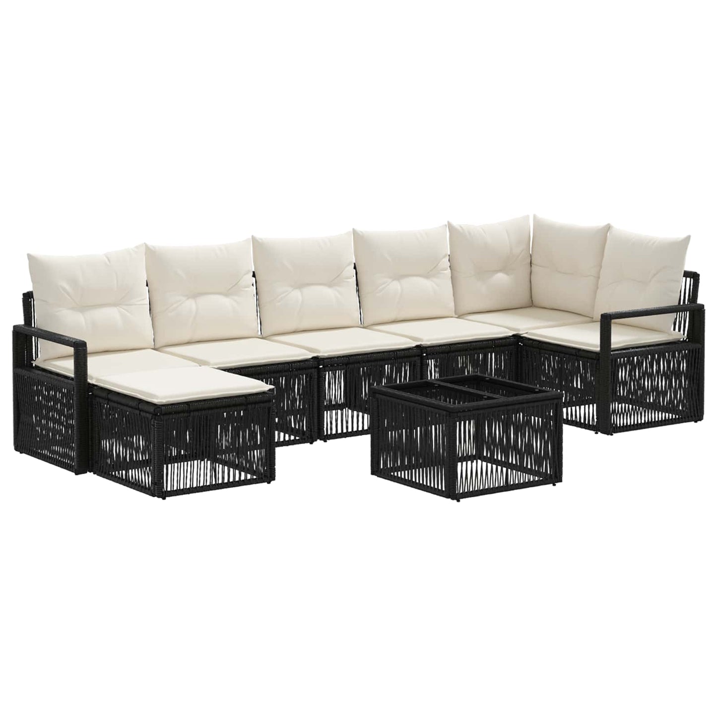 Tuinbankenset 8 pcs Zwart poly rattan
