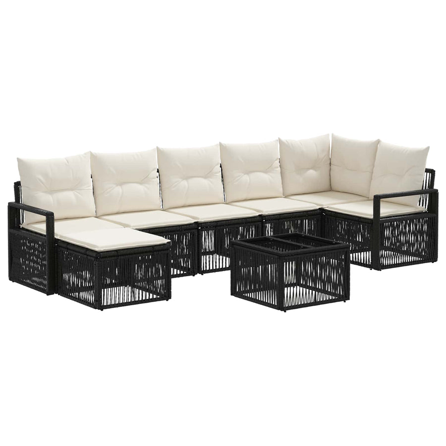 Tuinbankenset 8 pcs Zwart poly rattan