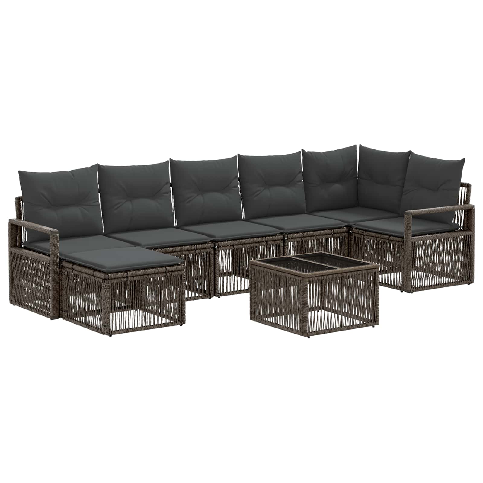 Tuinbankenset 8 pcs Grijs poly rattan