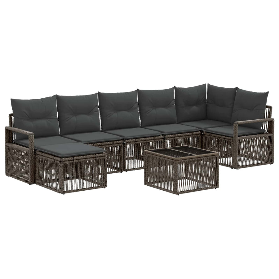 Tuinbankenset 8 pcs Grijs poly rattan