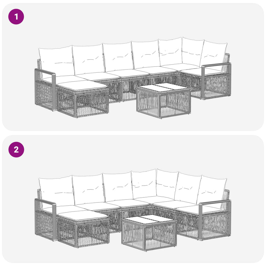 Tuinbankenset 8 pcs Grijs poly rattan