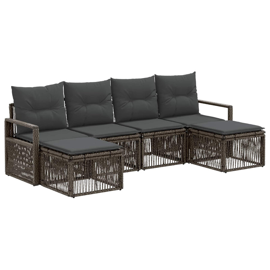 Tuinbankenset 6 pcs Grijs poly rattan