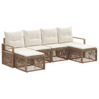 Tuinbankenset poly rattan beige 6 personen