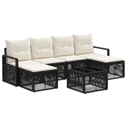 Tuinset poly rattan 7-delig zwart