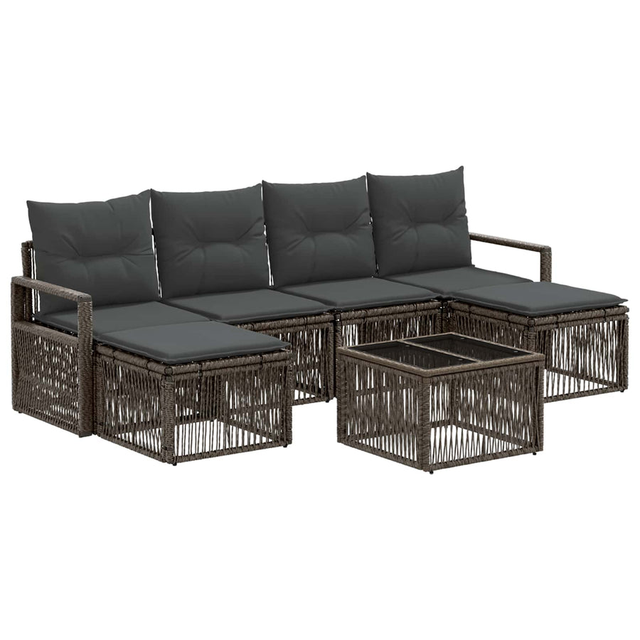 Tuinbankenset 7 pcs Grijs poly rattan