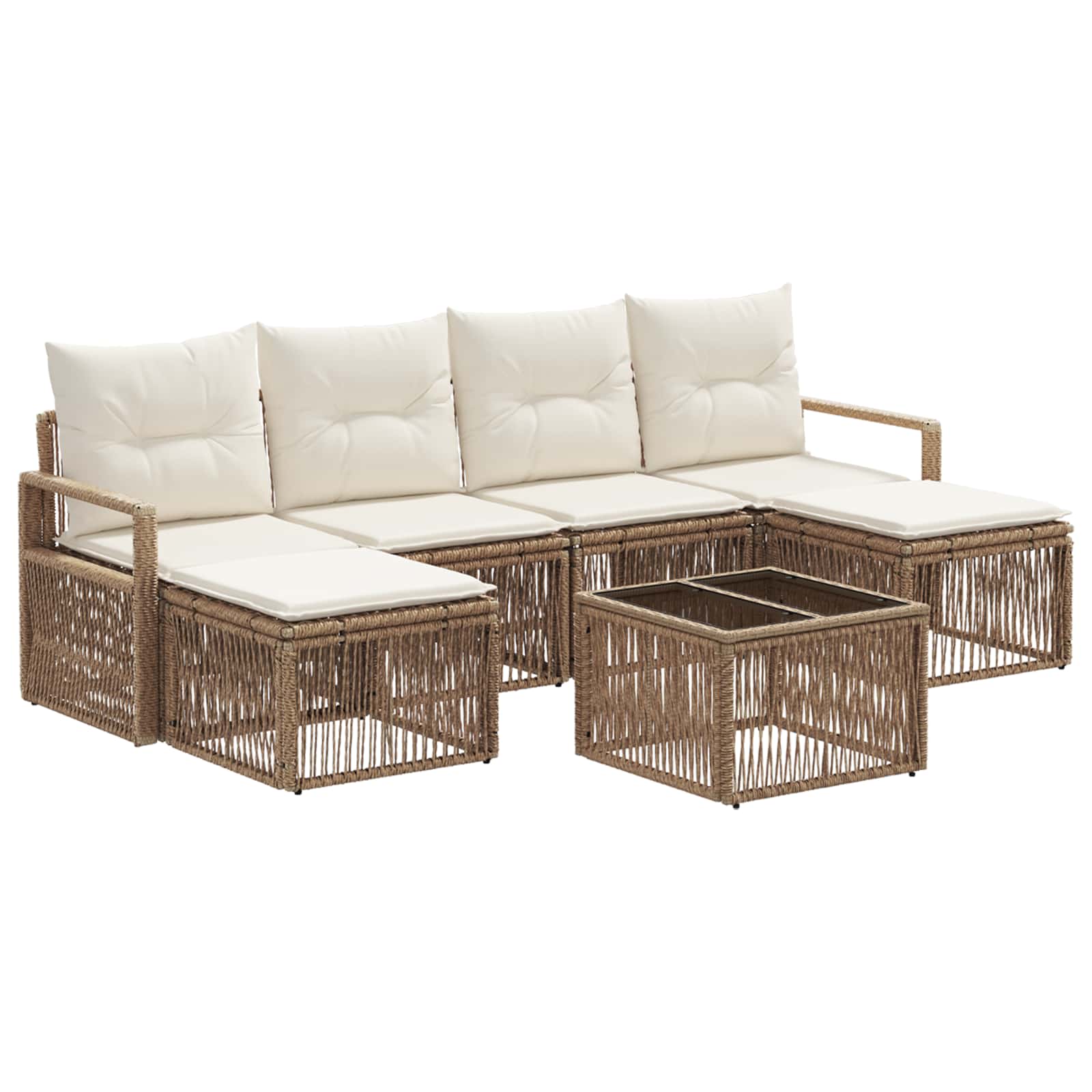 Tuinbankenset 7 pcs Beige poly rattan