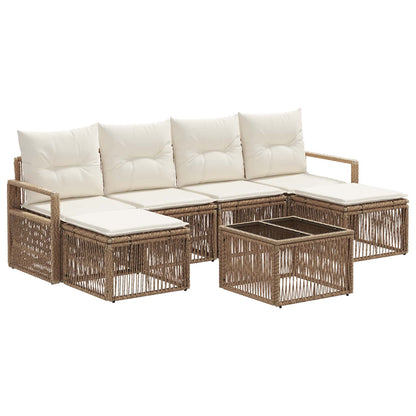 Tuinbankenset 7 pcs Beige poly rattan