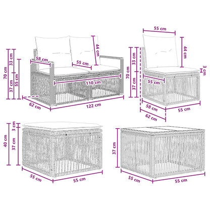 Tuinbankenset 7 pcs Beige poly rattan