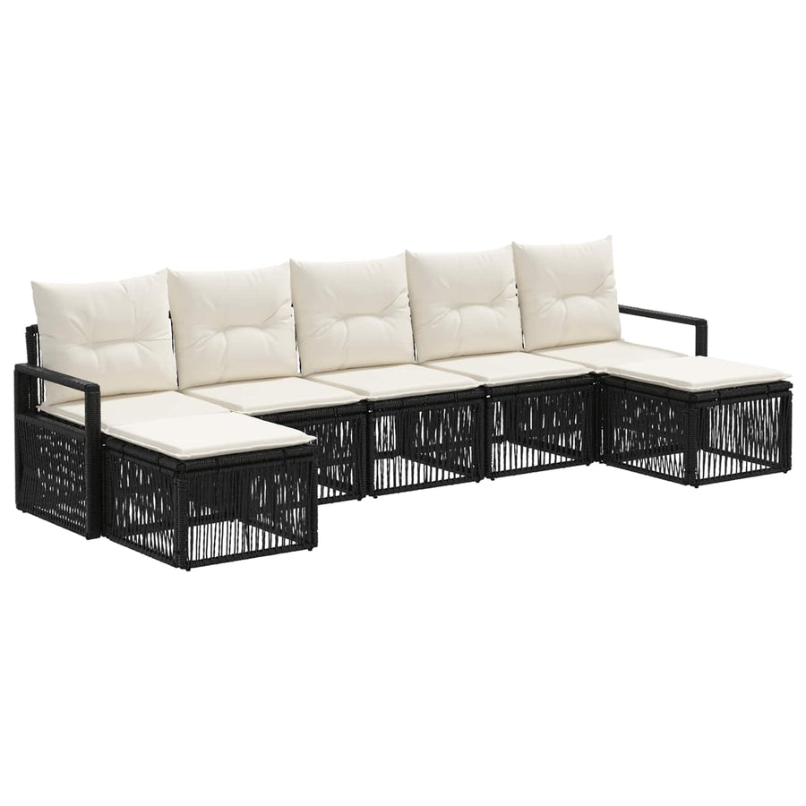 Tuinbankenset 7 pcs Zwart poly rattan