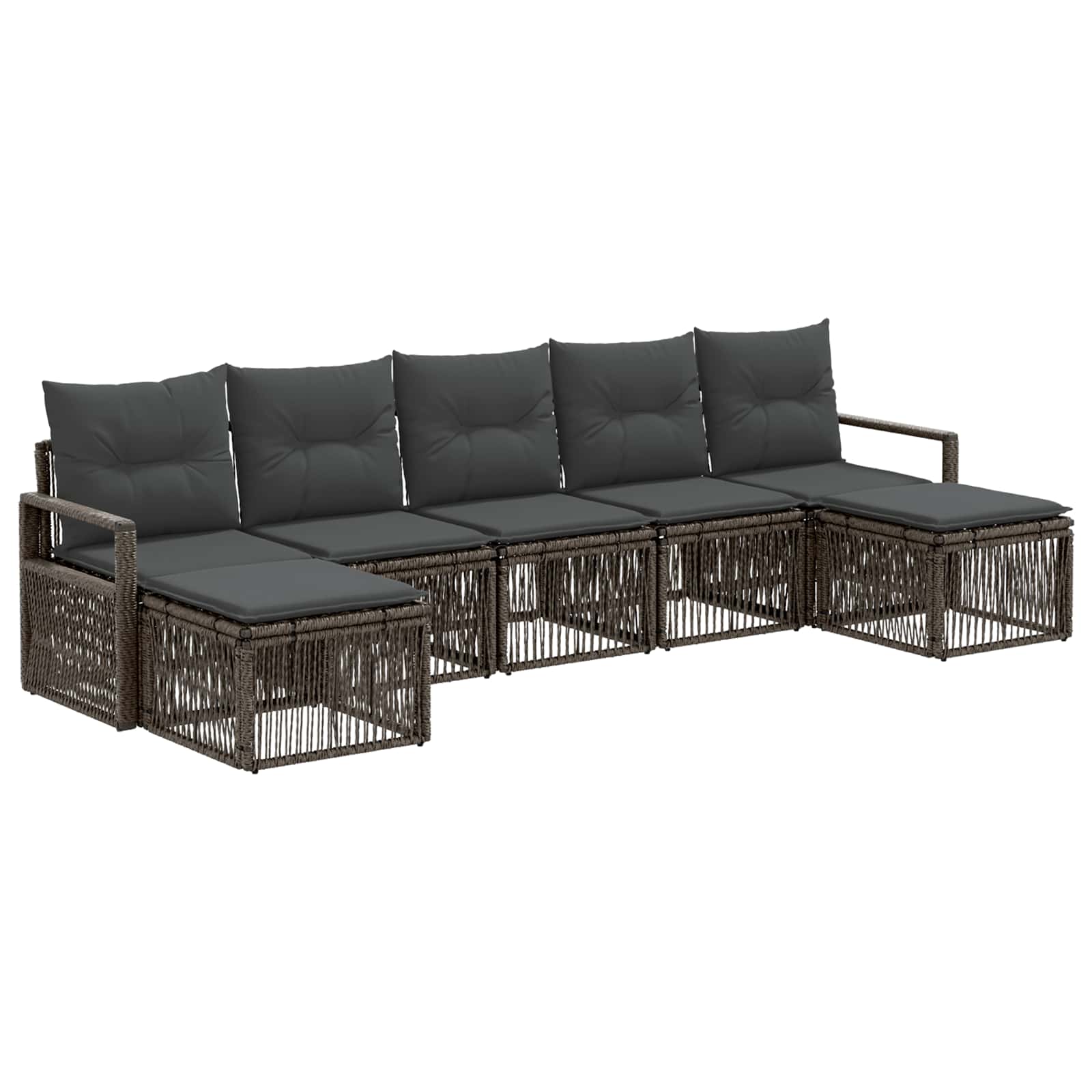 Tuinbankenset 7 pcs Grijs poly rattan