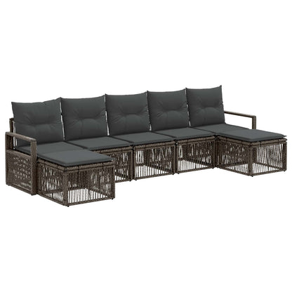 Tuinbankenset 7 pcs Grijs poly rattan