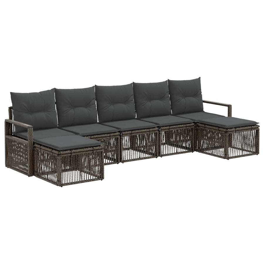 Tuinbankenset 7 pcs Grijs poly rattan