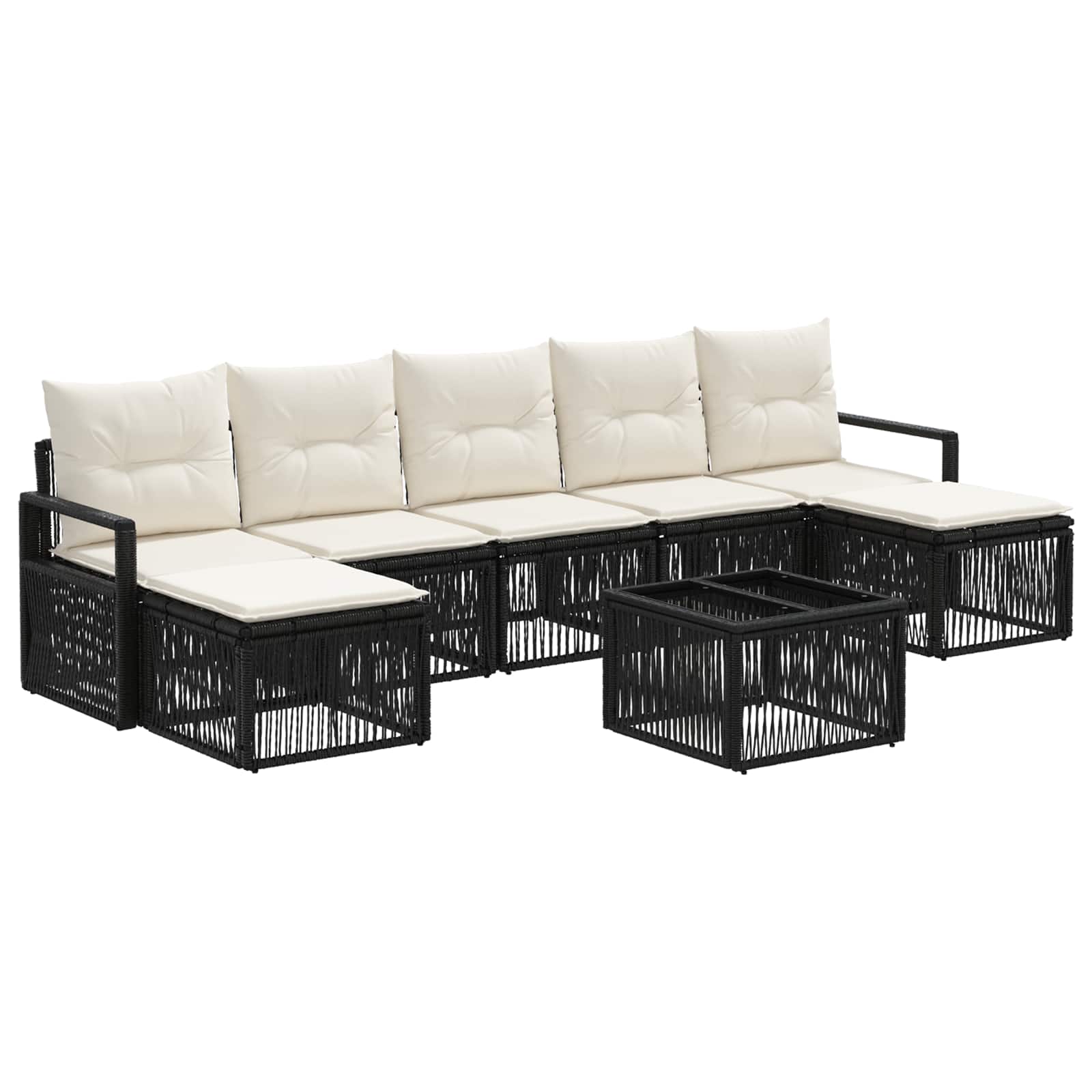 Tuinbankenset 8 pcs Zwart poly rattan