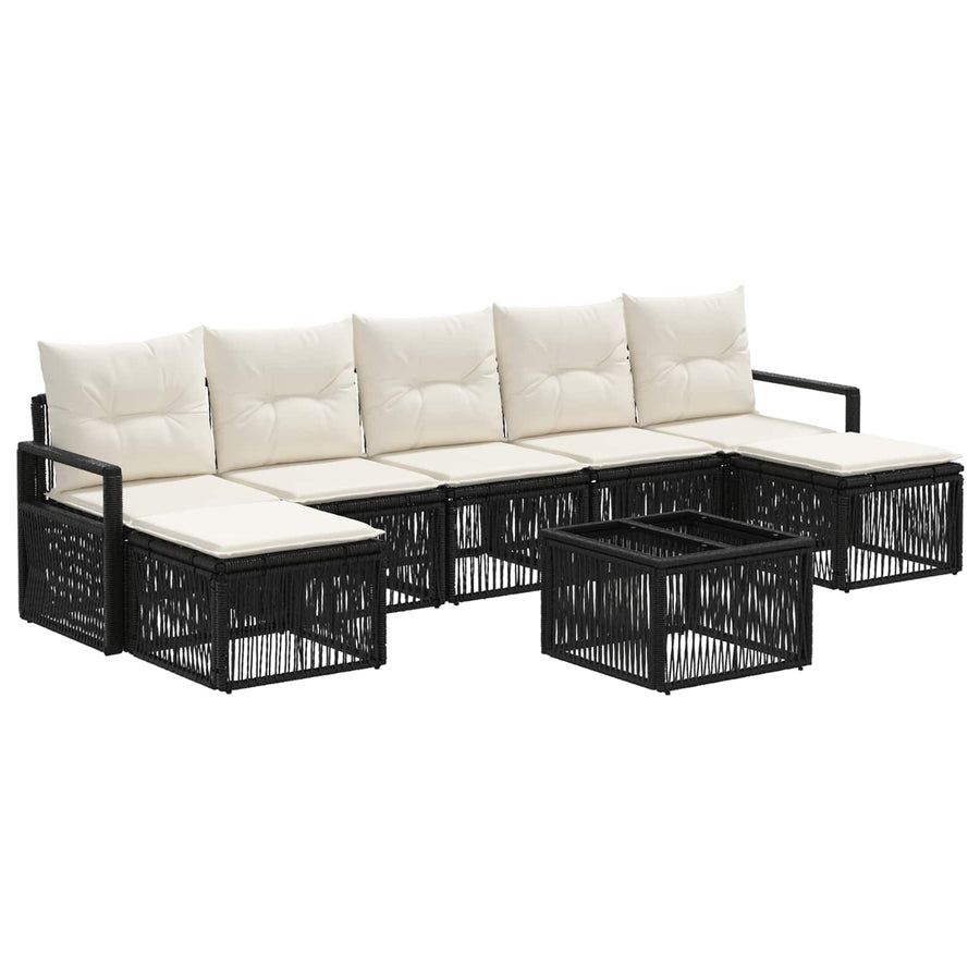 Tuinbankenset 8 pcs Zwart poly rattan
