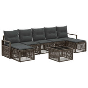 Tuinbankenset poly rattan grijs 8-delig