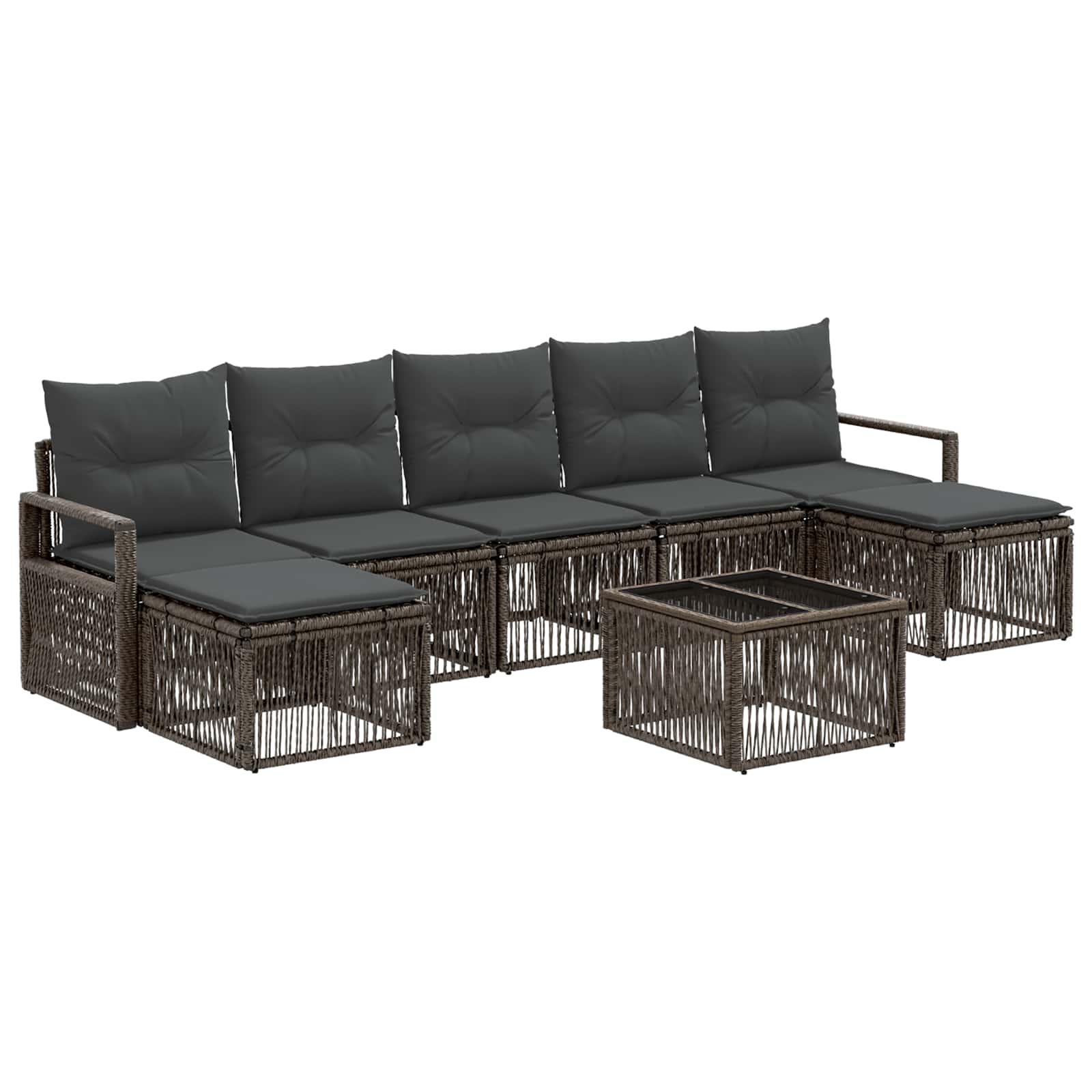 Tuinbankenset 8 pcs Grijs poly rattan
