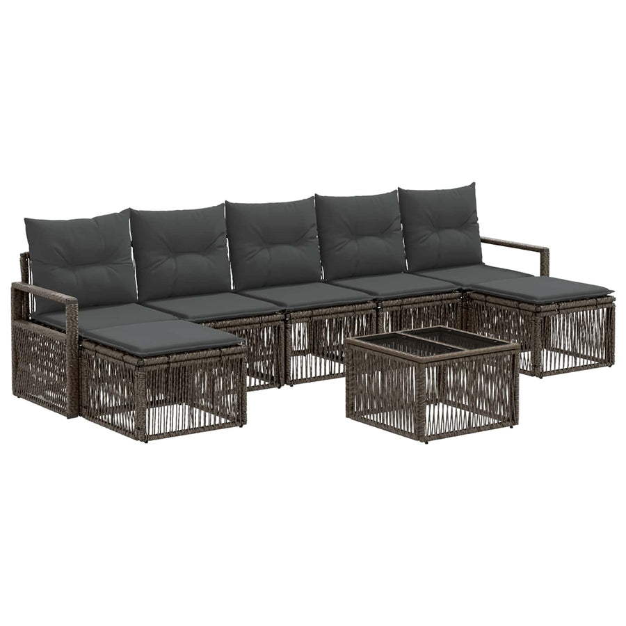 Tuinbankenset 8 pcs Grijs poly rattan