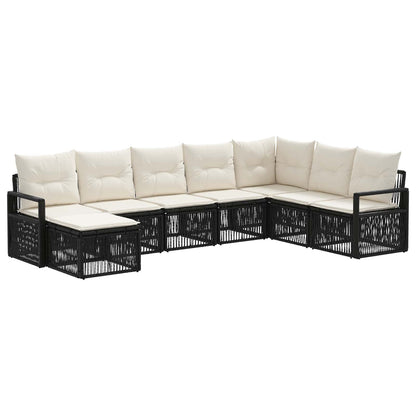 Tuinbankenset 8 pcs Zwart poly rattan
