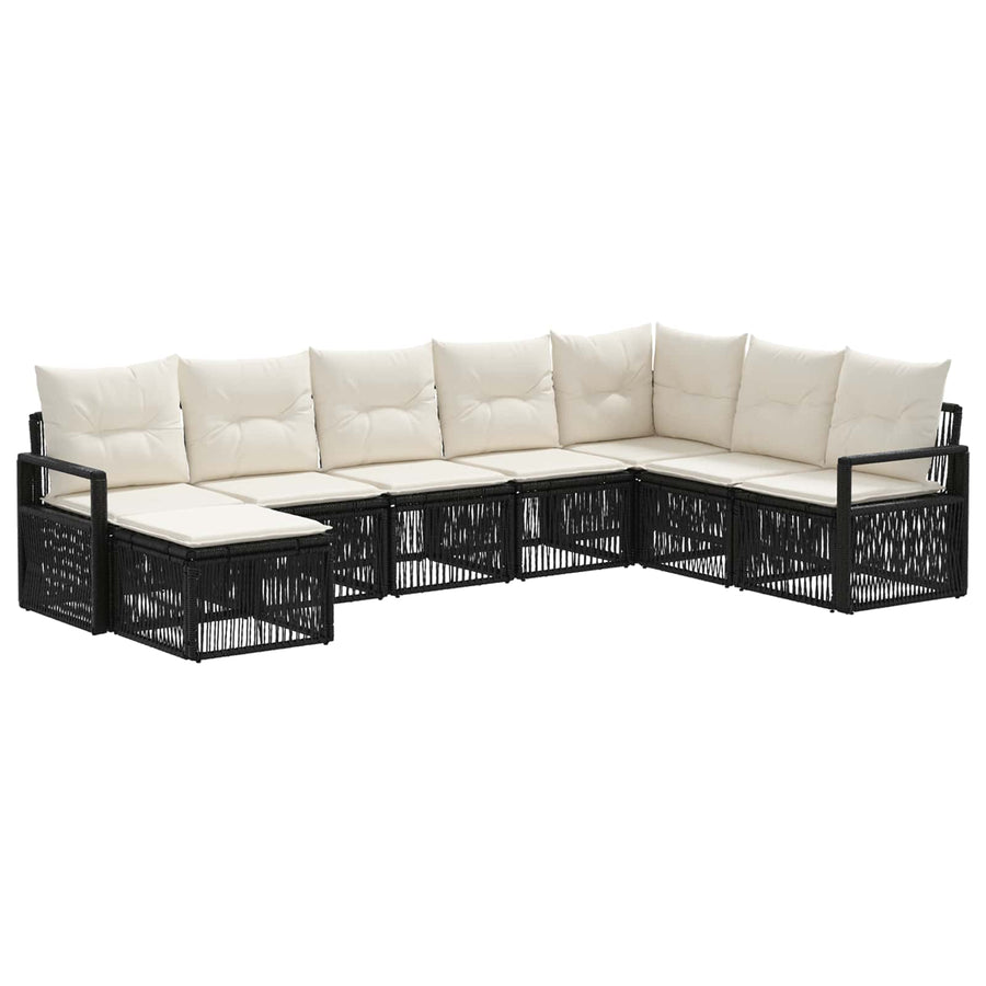 Tuinbankenset 8 pcs Zwart poly rattan