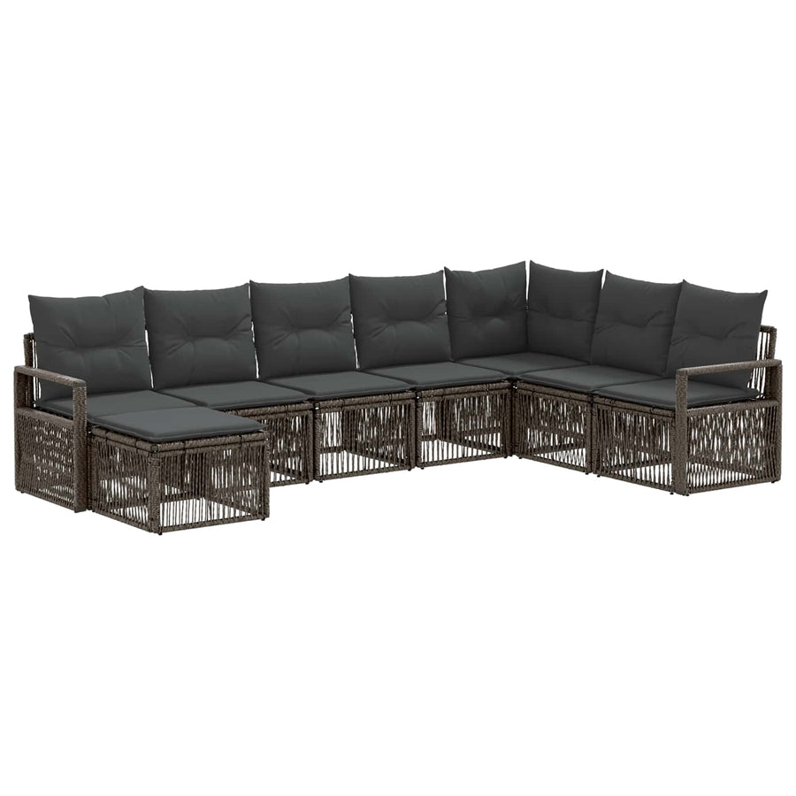 Tuinbankenset 8 pcs Grijs poly rattan