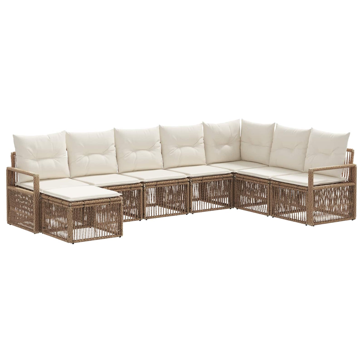 Tuinbankenset 8 pcs Beige poly rattan