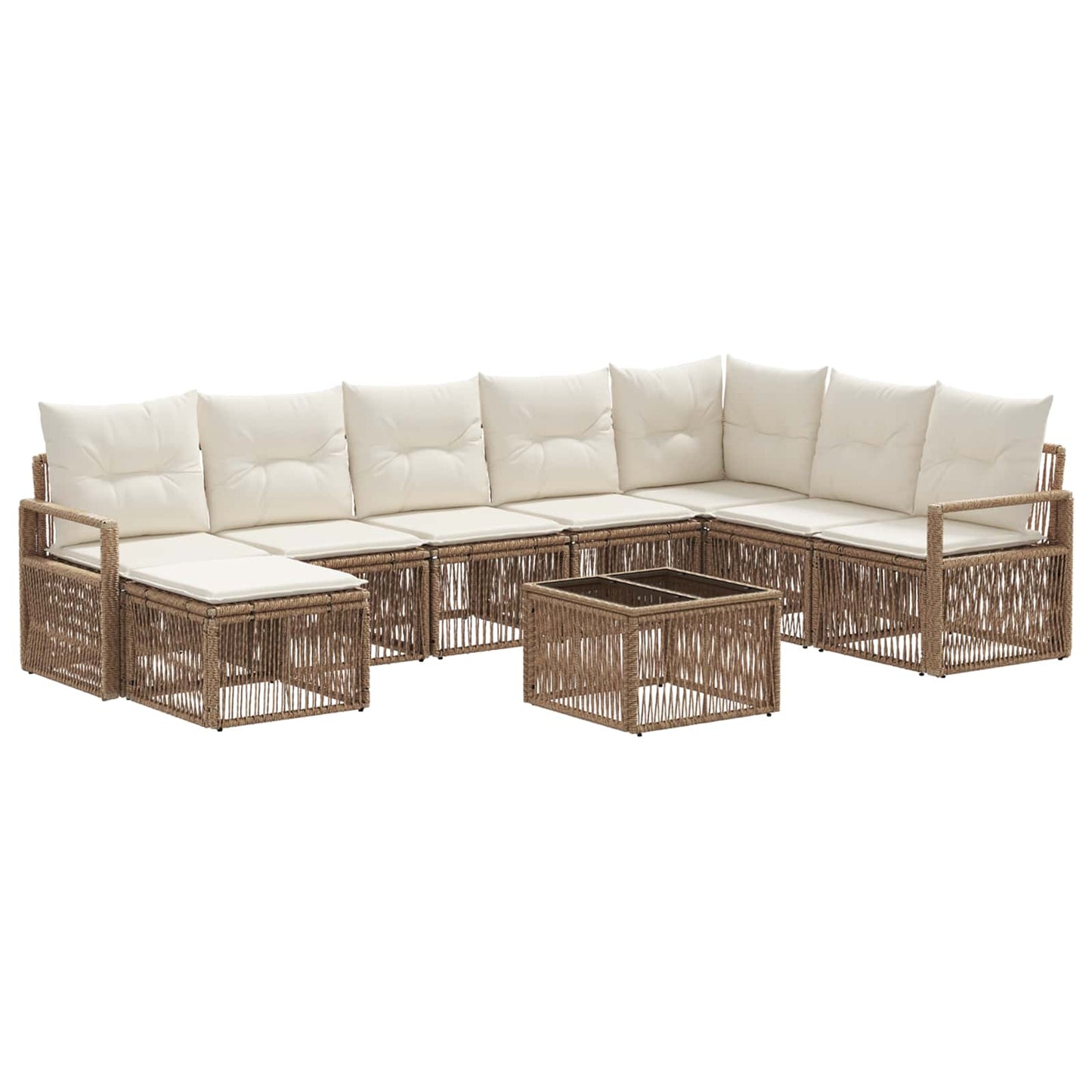 Tuinbankenset 9 pcs Beige poly rattan