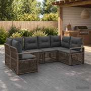 Modulaire tuinbankenset poly rattan grijs 6-delig