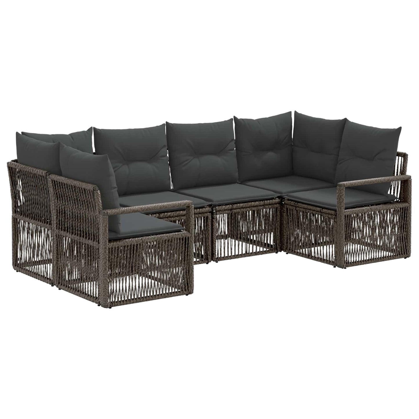 Tuinbankenset 6 st 6-Aantal zitplaatsen Grijs poly rattan