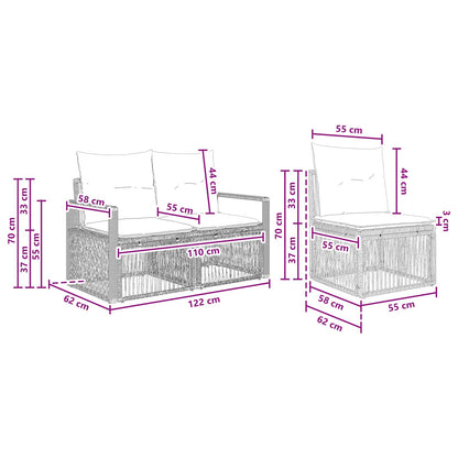 Tuinbankenset 6 st 6-Aantal zitplaatsen Grijs poly rattan