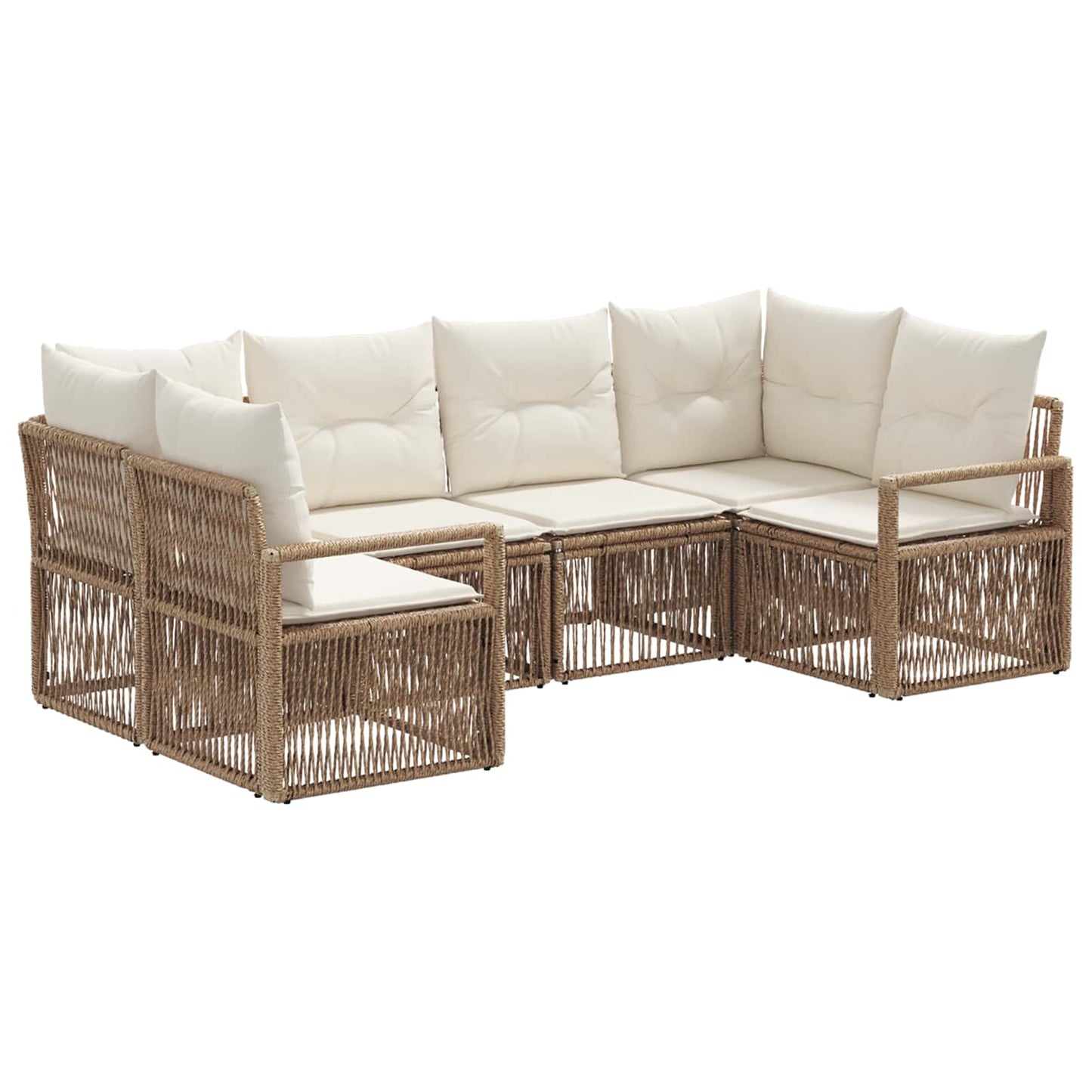 Tuinbankenset 6 st 6-Aantal zitplaatsen Beige poly rattan