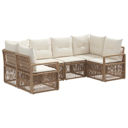 Tuinbankenset 6 st 6-Aantal zitplaatsen Beige poly rattan