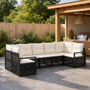 Tuinbankenset poly rattan zwart 7-zits modulair