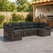 Modulaire tuinbankenset poly rattan grijs 7 personen