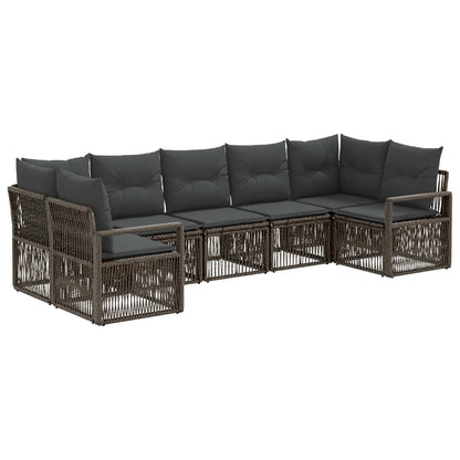 Tuinbankenset 7 st 7-Aantal zitplaatsen Grijs poly rattan
