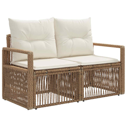 Tuinbankenset 7 st 7-Aantal zitplaatsen Beige poly rattan
