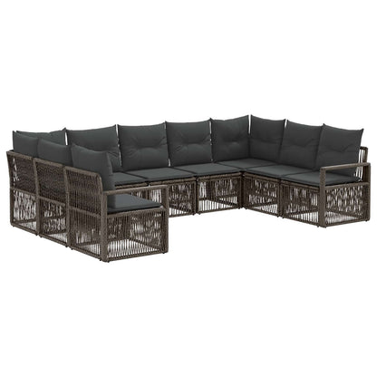 Tuinbankenset 9 pcs Grijs poly rattan
