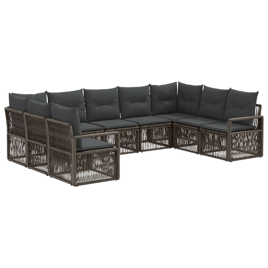 Tuinbankenset 9 pcs Grijs poly rattan