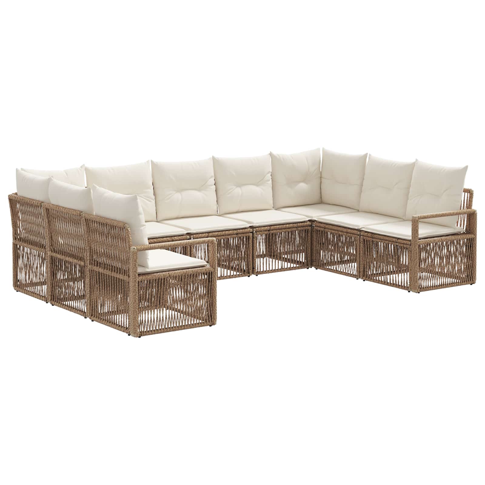 Tuinbankenset 9 pcs Beige poly rattan