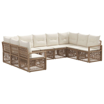 Tuinbankenset 9 pcs Beige poly rattan