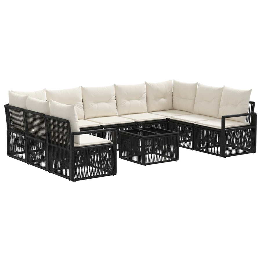 Tuinbankenset 10 pcs Zwart poly rattan