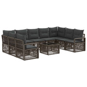 Tuinset poly rattan grijs 10-delig