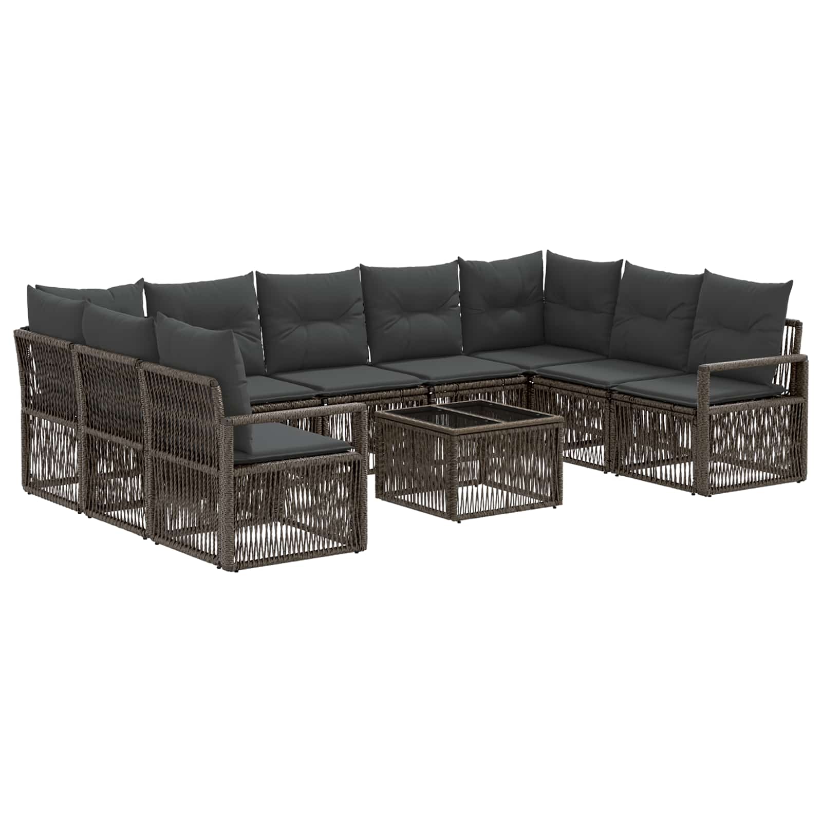 Tuinbankenset 10 pcs Grijs poly rattan