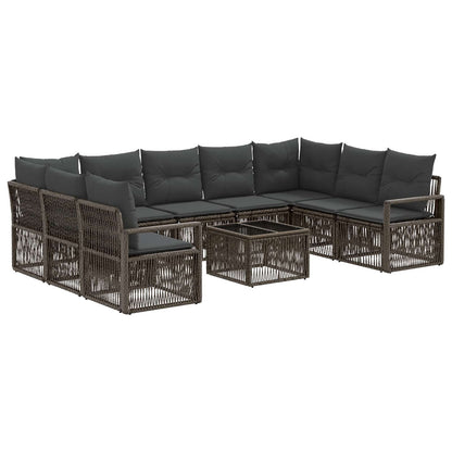 Tuinbankenset 10 pcs Grijs poly rattan