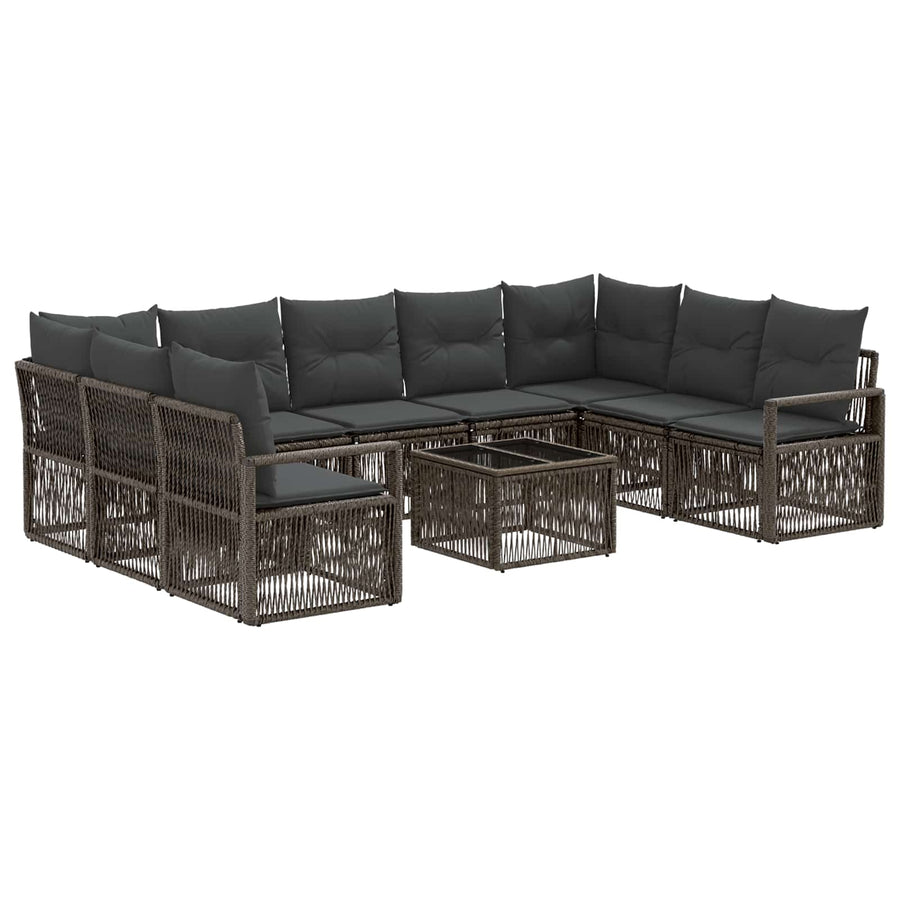 Tuinbankenset 10 pcs Grijs poly rattan