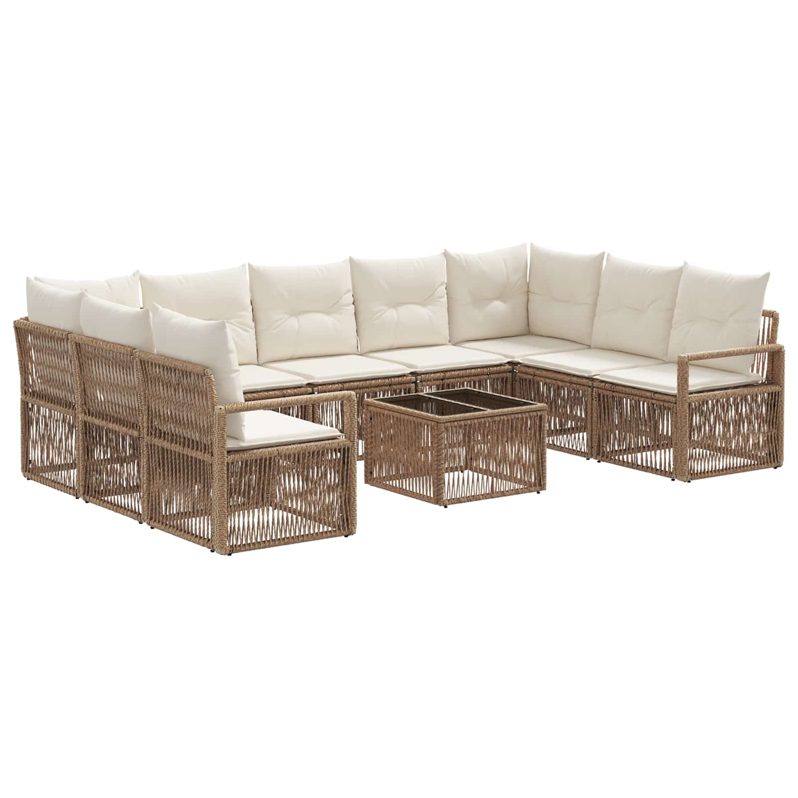 Tuinbankenset 10 pcs Beige poly rattan