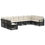 Tuinbankenset 10 personen zwart poly rattan