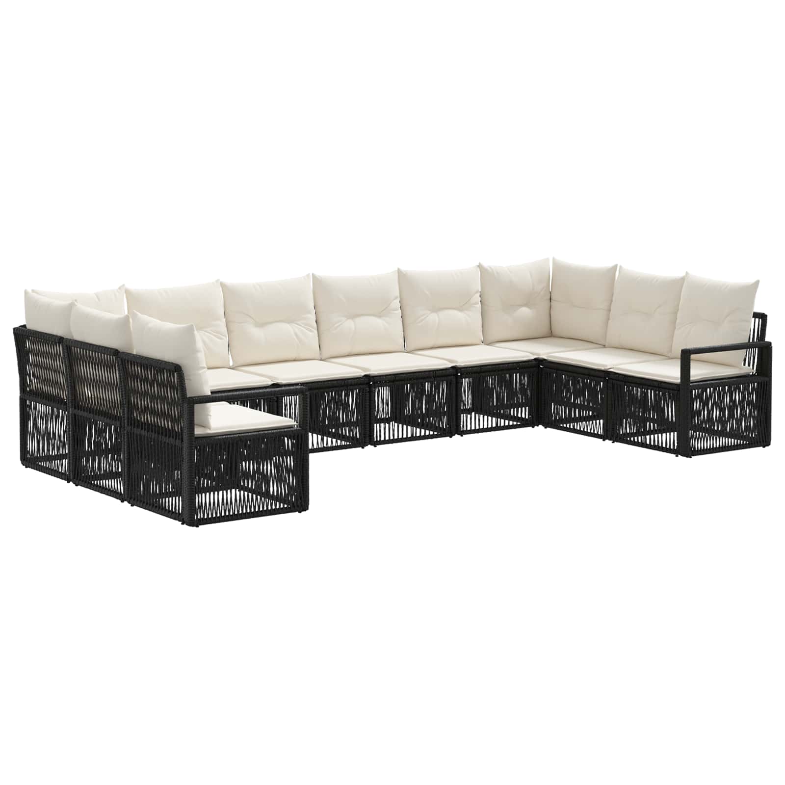 Tuinbankenset 10 pcs Zwart poly rattan
