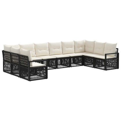 Tuinbankenset 10 pcs Zwart poly rattan