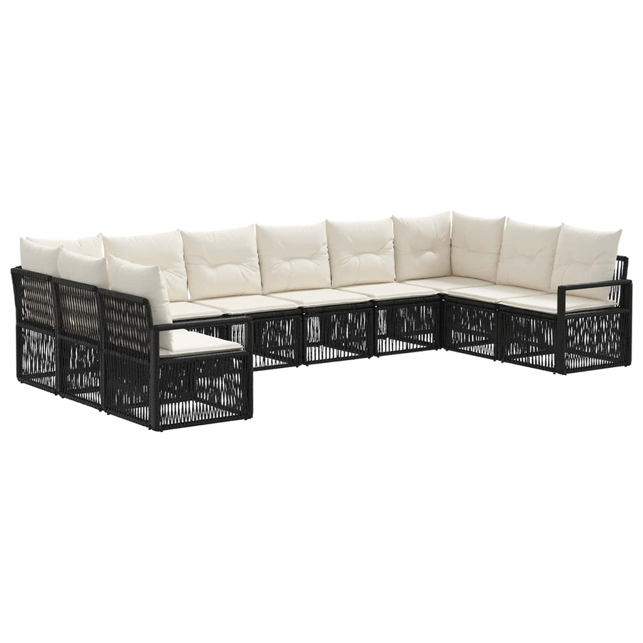 Tuinbankenset 10 pcs Zwart poly rattan